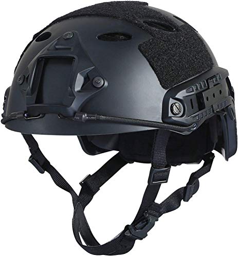 LOOGU Casque Airsoft Ops Core - Casque de protection tactique (type Fast BJ & PJ) - Avec coussinets et rails latéraux - Pour les loisirs en plein air et le paintball