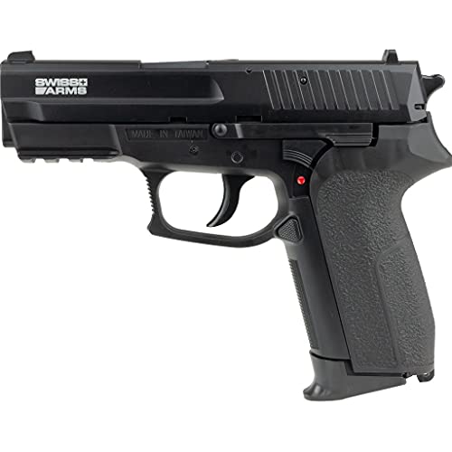 PACK Pistolet Airsoft Swiss Arms 2022/plastique ABS Haute résistance et Culasse métal/Couleur Noir/Propulsion CO2 (0.5 Joule)/Semi-Automatique