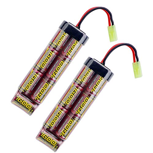 MELASTA 8.4v Batterie Airsoft 1600mAh NiMH Batterie Compatible with connecteur Mini Tamiya pour Pistolets Airsoft MP5, Cicatrice, M249, M240B, M60, G36, M14