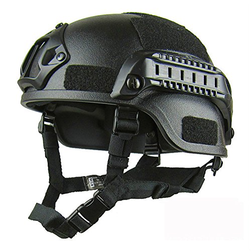 Gezichta Casque tactique de protection style MICH 2001 avec support NVG et rails latéraux pour paintball, airsoft ou CS, Noir